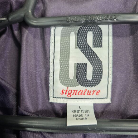 Womens Purple CS Signature Jacket Button Front Polyurethane Polyester Size L - Picture 3 of 8